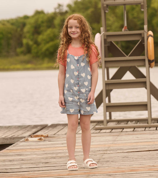 Girls Hearts Slouchy Overalls - Hatley Girls