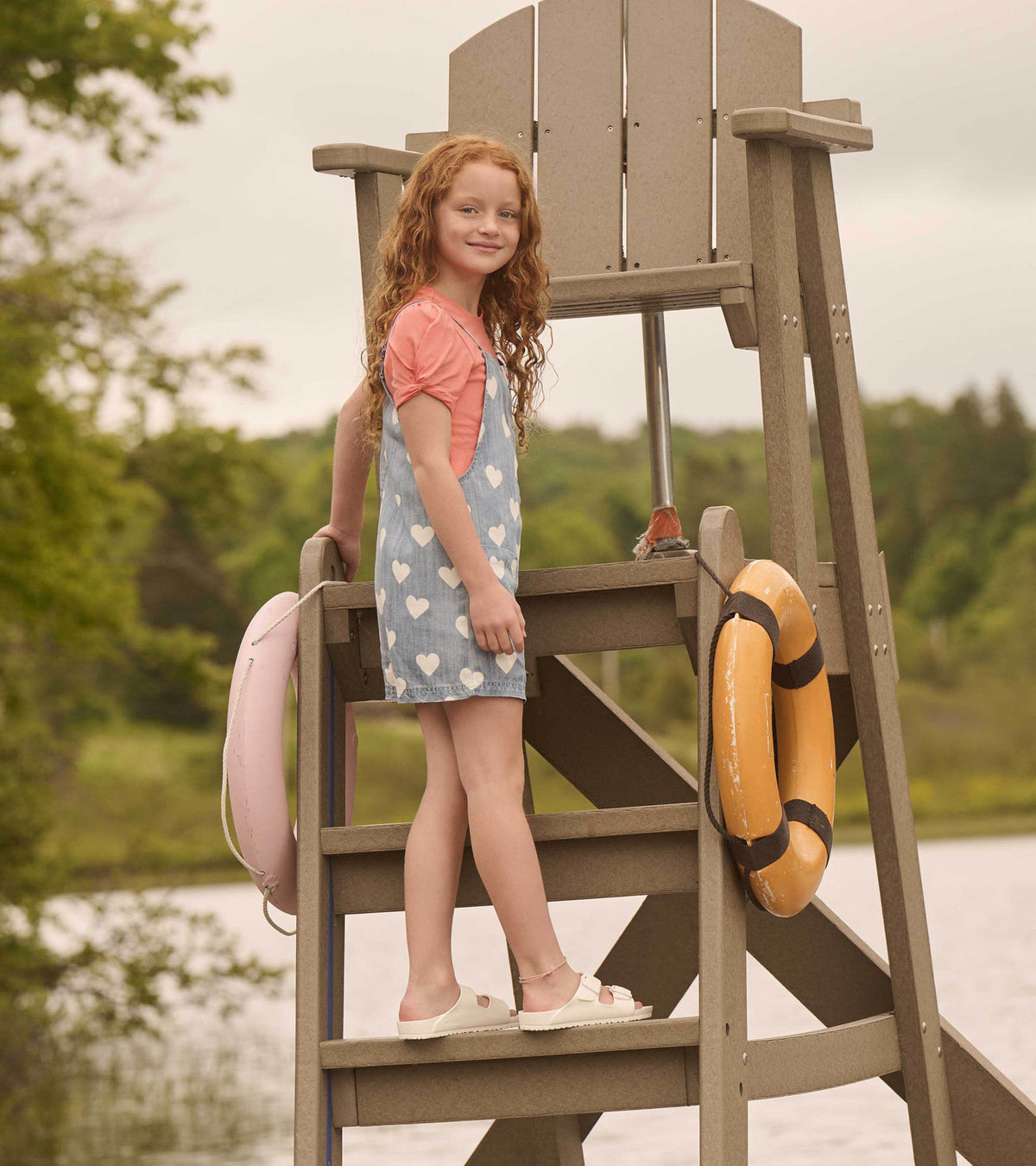 Girls Hearts Slouchy Overalls - Hatley Girls