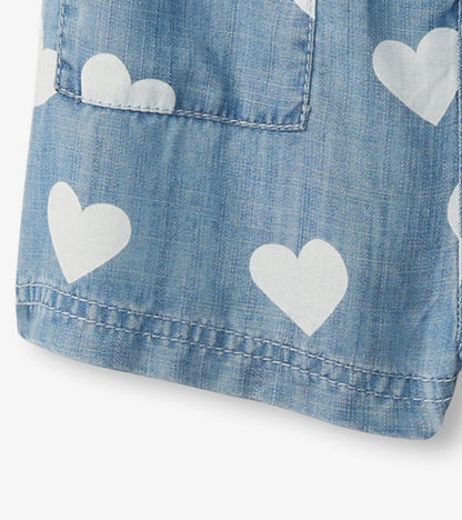 Girls Hearts Slouchy Overalls - Hatley Girls