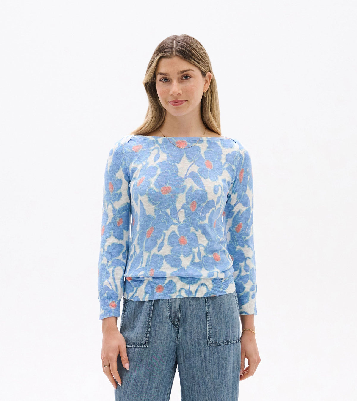 3/4 Sleeve Knit Breton - Textured Poppies - Hatley Women