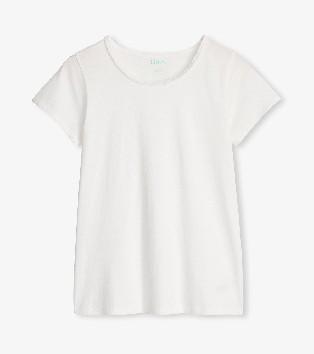 Braided Neck Tee - White - Hatley Women