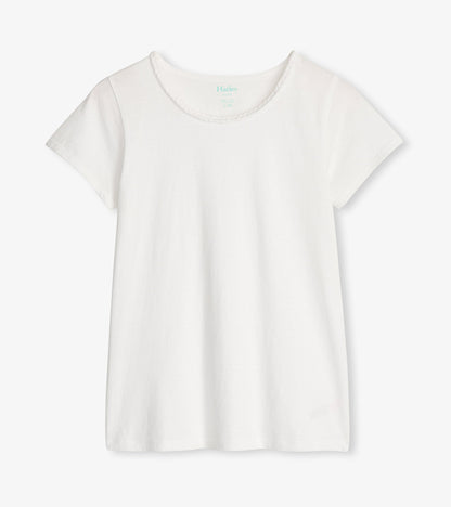 Braided Neck Tee - White - Hatley Women