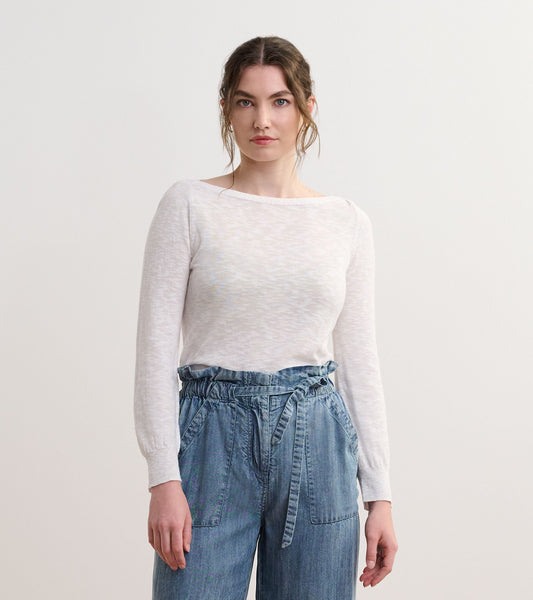3/4 Sleeve Knit Breton - White - Hatley Women
