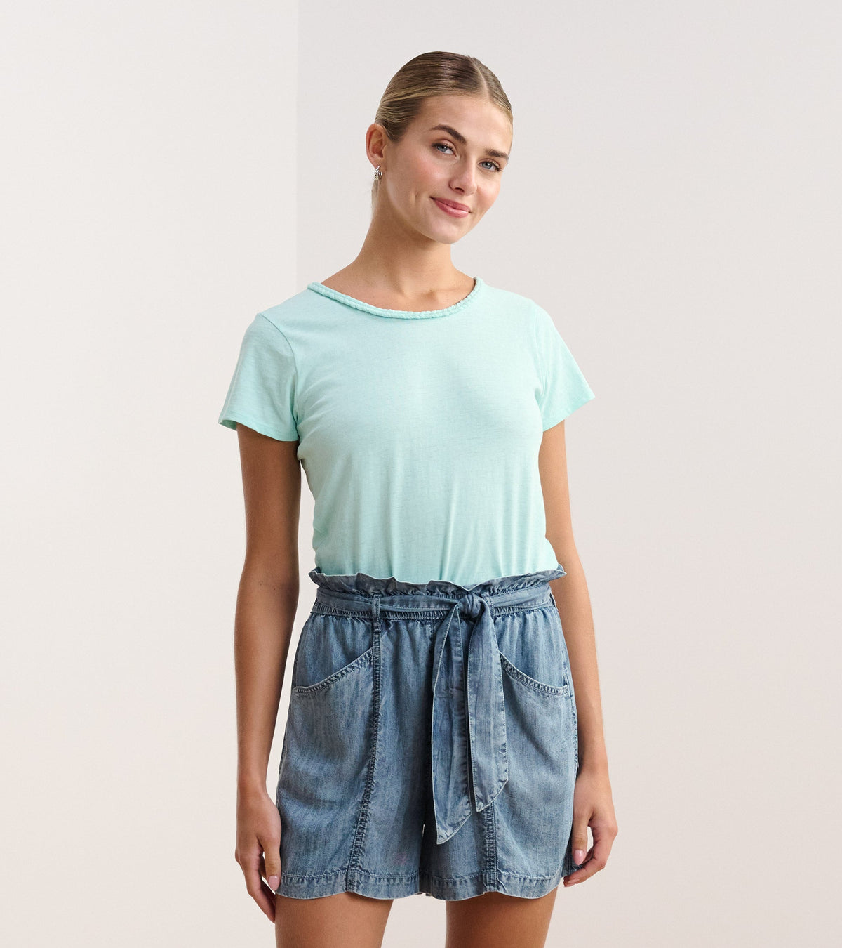 Braided Neck Tee - Aruba Blue - Hatley Women