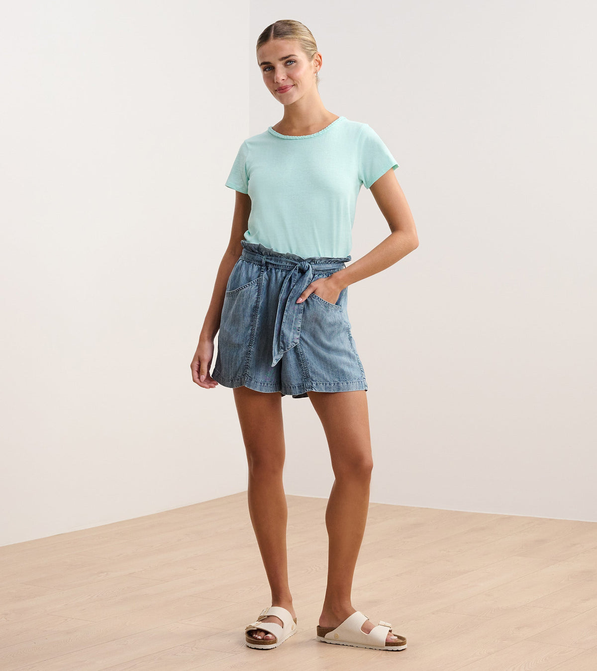 Braided Neck Tee - Aruba Blue - Hatley Women