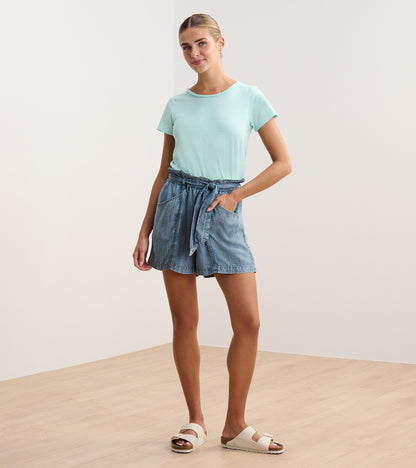 Braided Neck Tee - Aruba Blue - Hatley Women