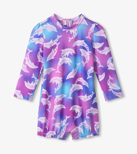 Baby Girls Airbrush Dolphins Rashguard Swimsuit - Hatley Baby & Toddler
