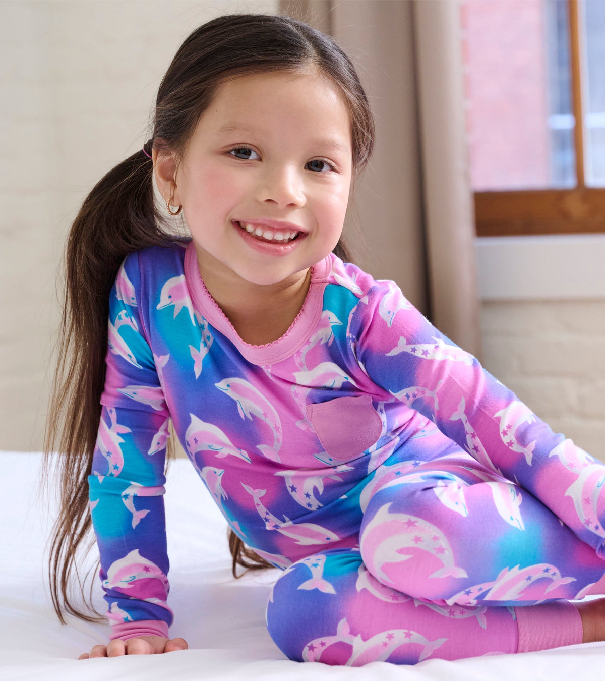 Girls Airbrush Dolphins Bamboo Pajama Set - Hatley Girls