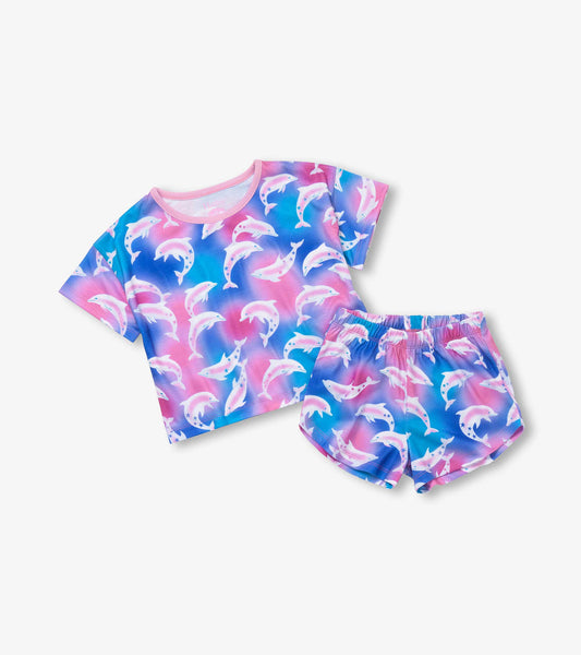 Girls Airbrush Dolphins Tee and Shorts Pajama Set - Hatley Girls