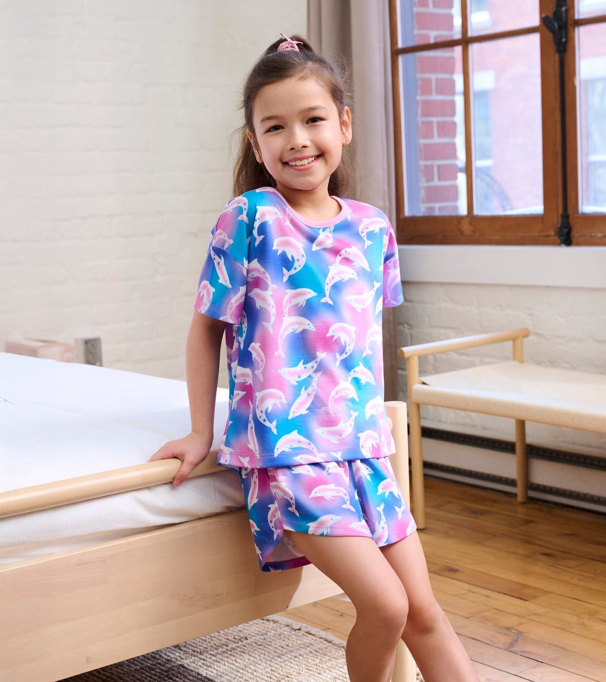 Girls Airbrush Dolphins Tee and Shorts Pajama Set - Hatley Girls
