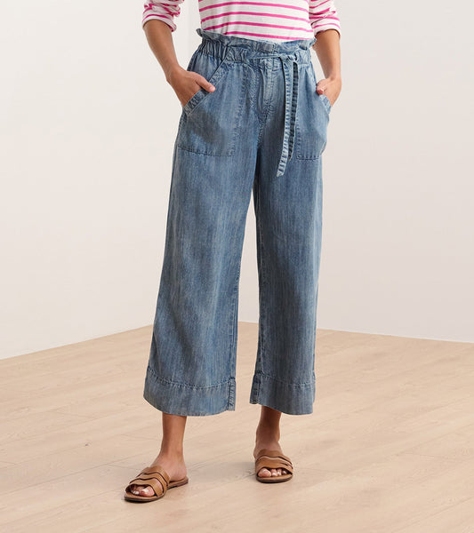 Tie Front Pants - Blue Acid Wash - Hatley Women