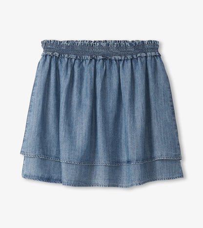 Layered Smocked Skirt - Blue Acid Wash - Hatley Women