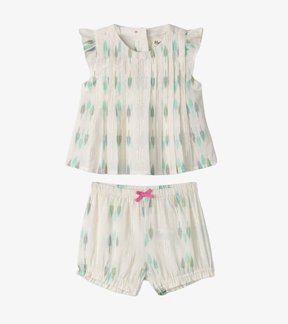 Baby & Toddler Girls Blue Feathers Pin Tuck Tup & Bloomer Set - Hatley Baby & Toddler