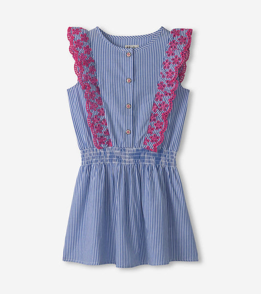 Girls Pinstripe Ruffle Dress - Hatley Girls