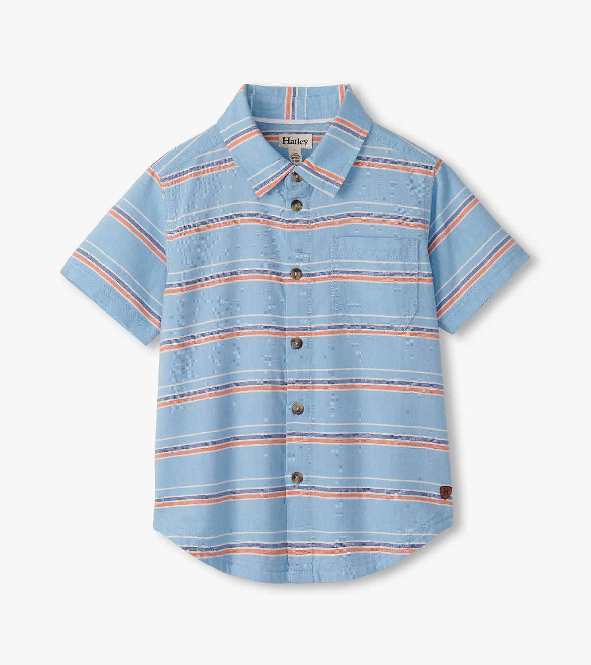 Boys Striped Blue Button Down Shirt - Hatley Boys