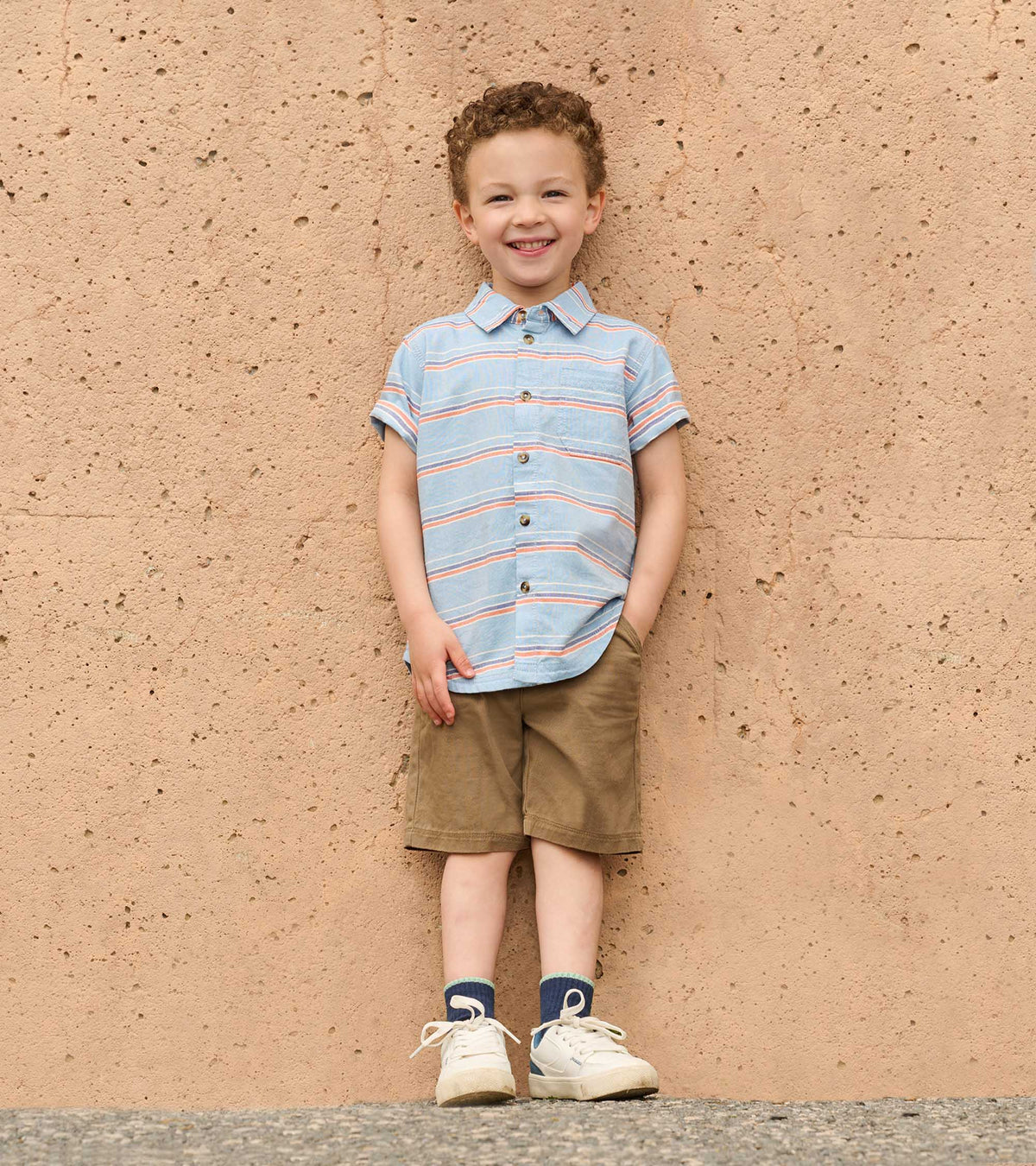 Boys Striped Blue Button Down Shirt - Hatley Boys