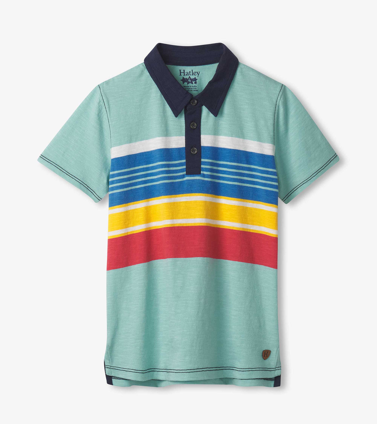 Boys Striped Teal Polo Tee - Hatley Boys