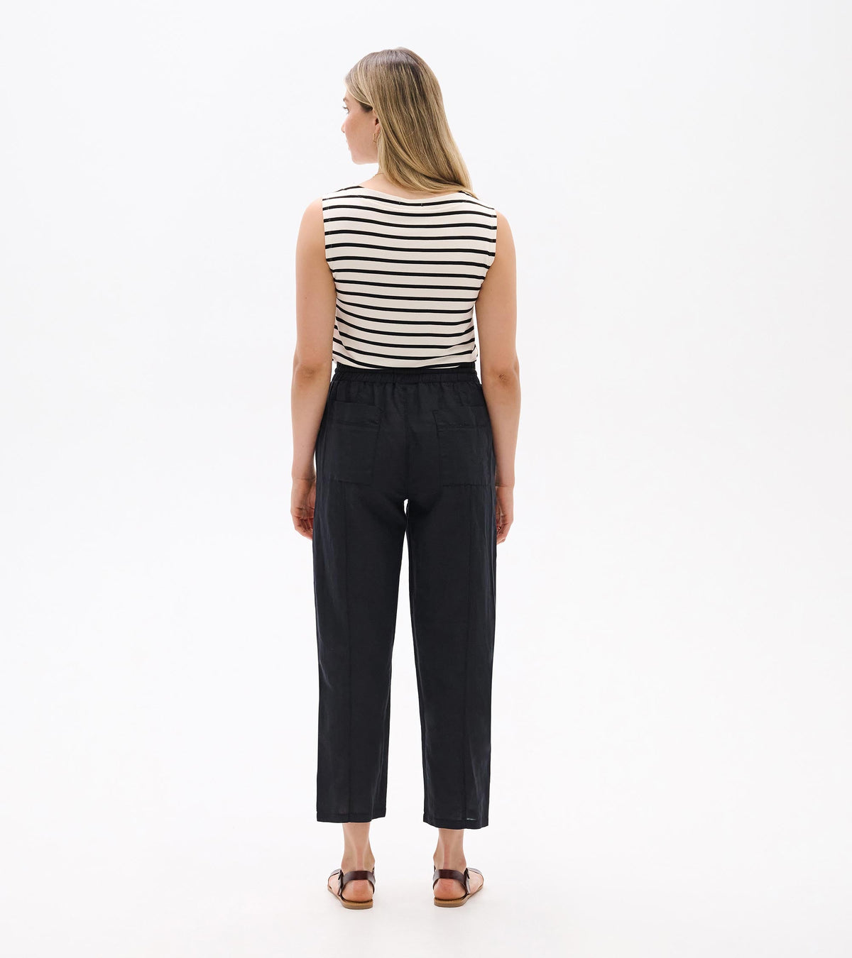 Straight Leg Linen Pants - Black - Hatley Women
