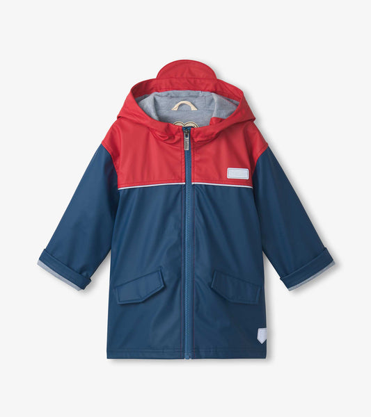 Boys Red & Navy Zip-Up Rain Jacket - Hatley Boys