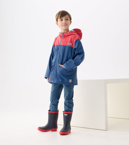 Boys Red & Navy Zip-Up Rain Jacket - Hatley Boys