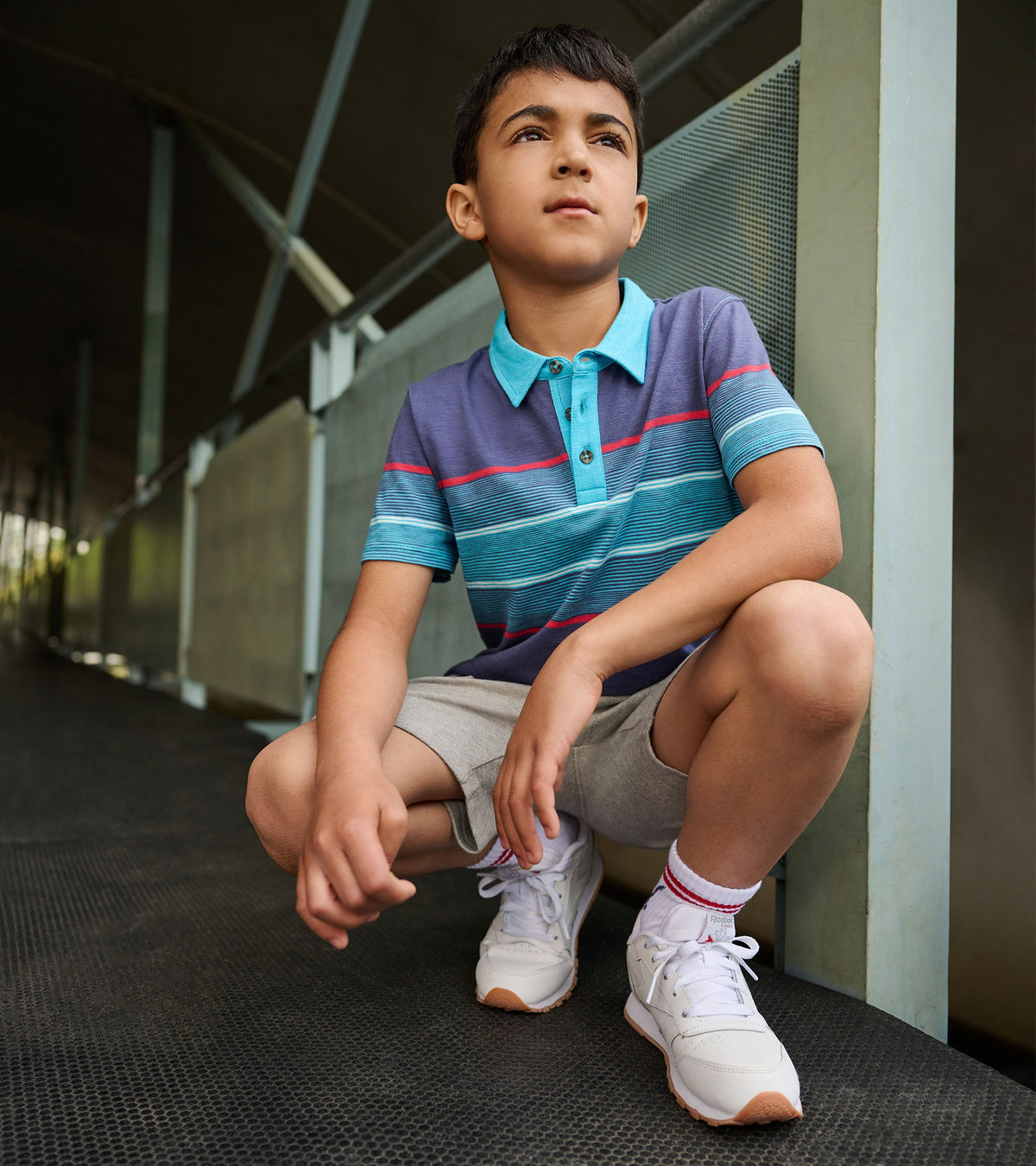 Boys Striped Blue Polo Tee - Hatley Boys