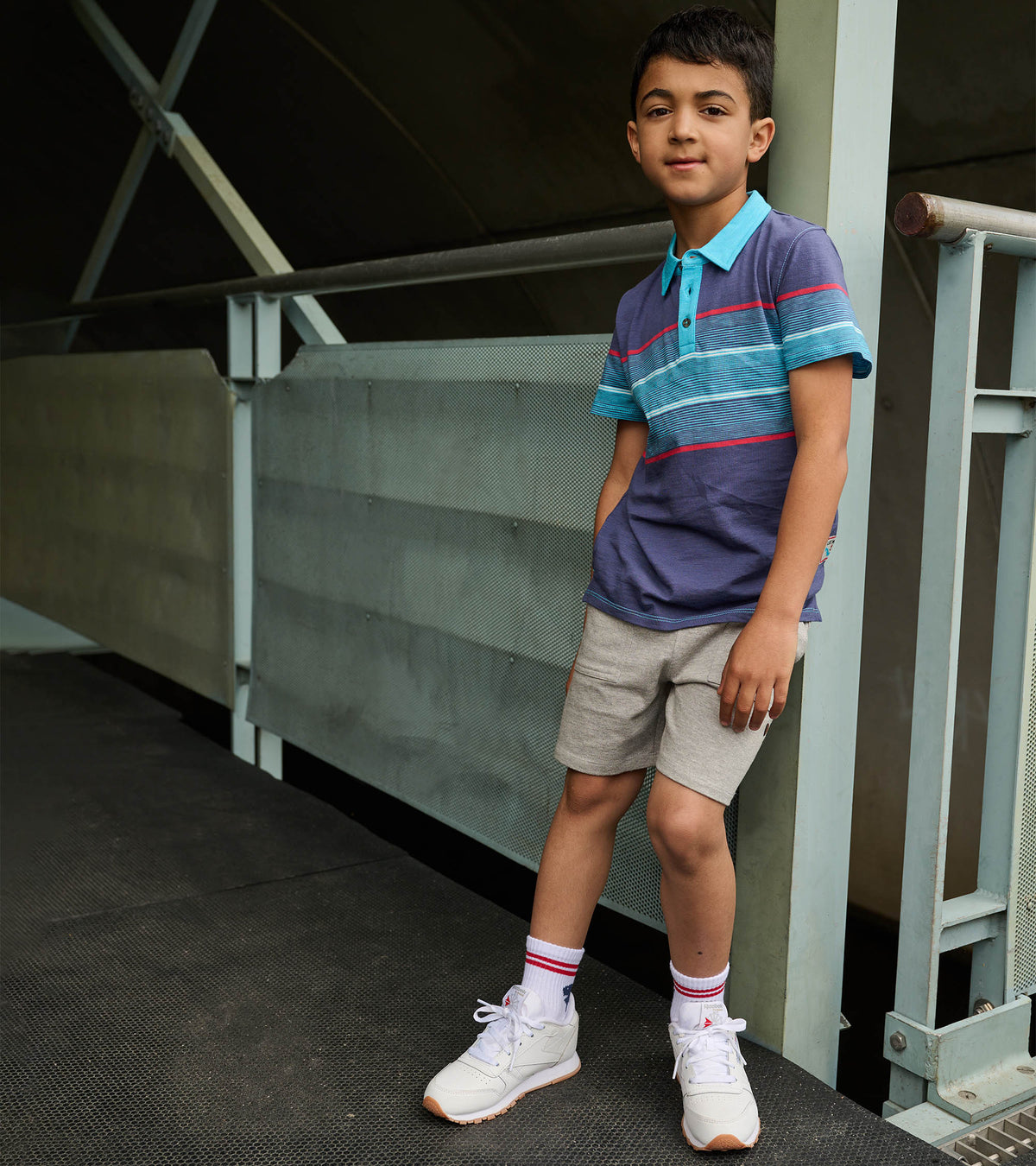 Boys Striped Blue Polo Tee - Hatley Boys