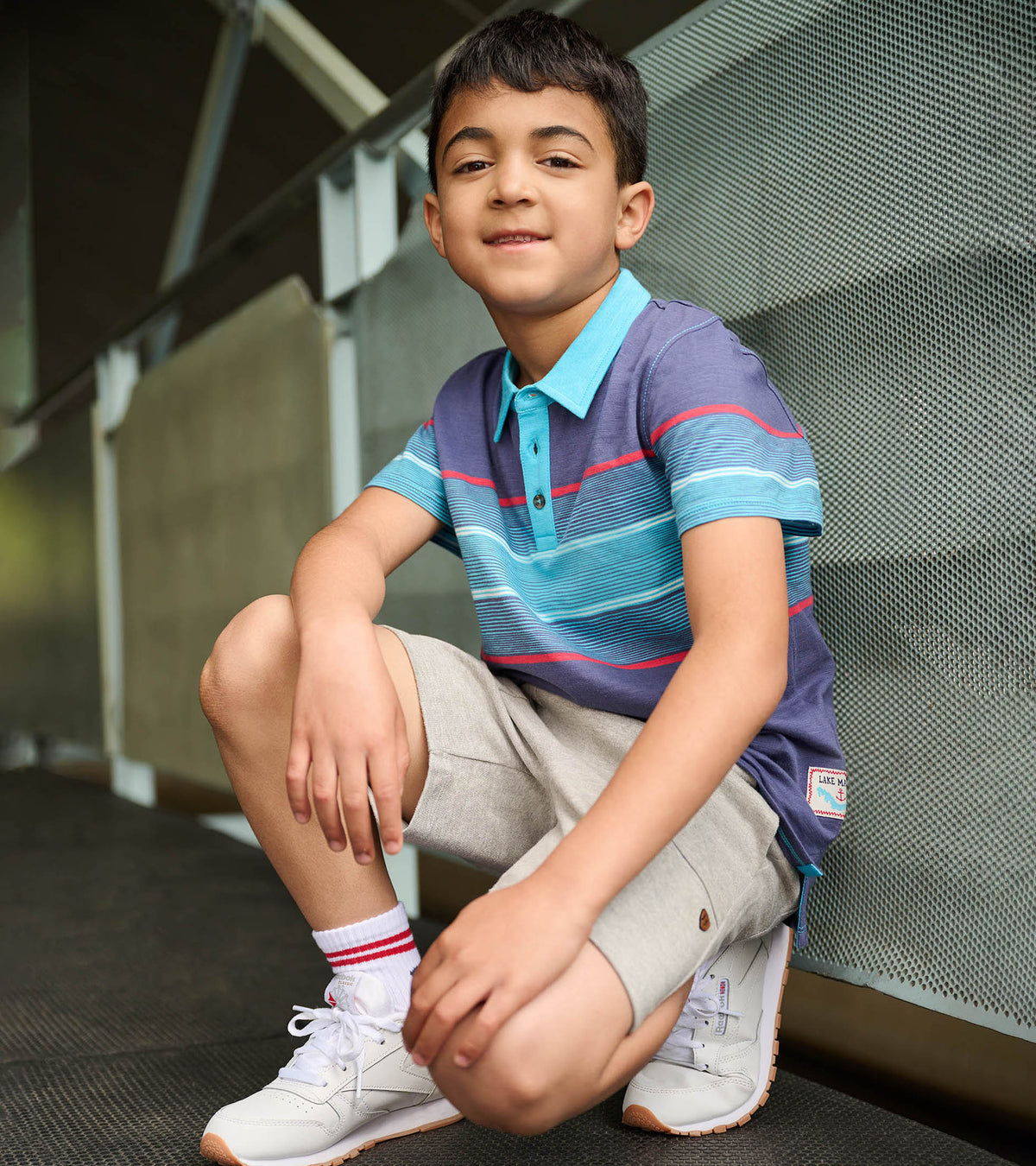 Boys Striped Blue Polo Tee - Hatley Boys