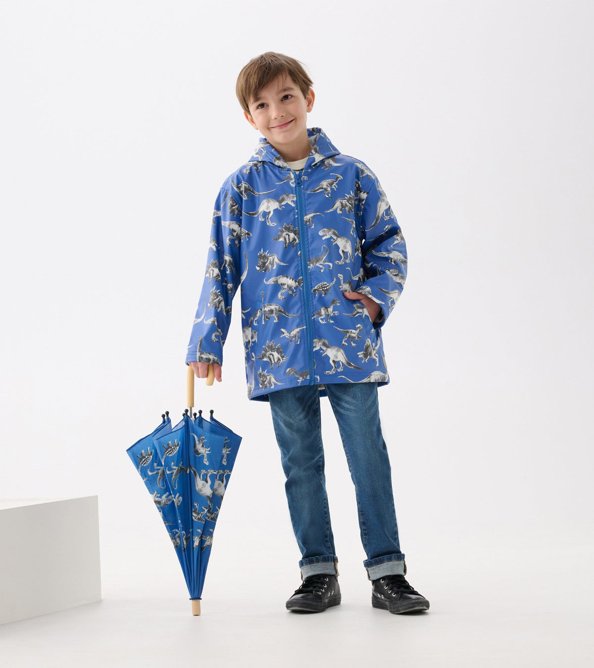 Boys Dino Extinction Zip-Up Rain Jacket - Hatley Boys