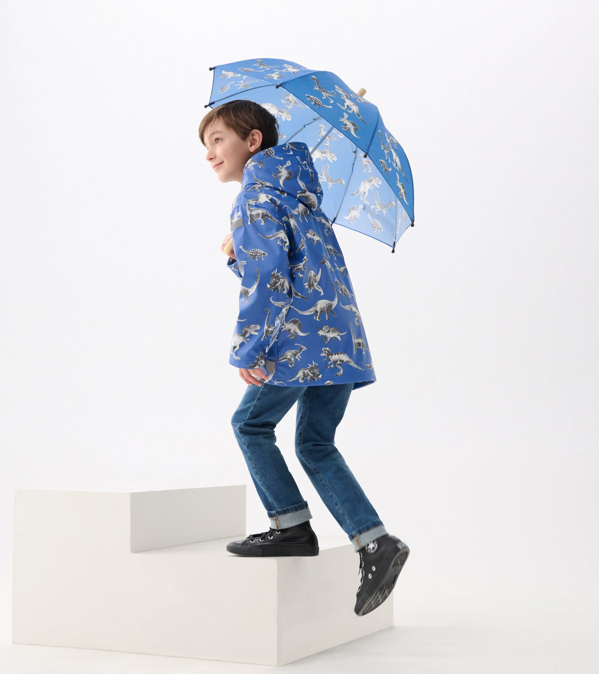 Boys Dino Extinction Zip-Up Rain Jacket - Hatley Boys