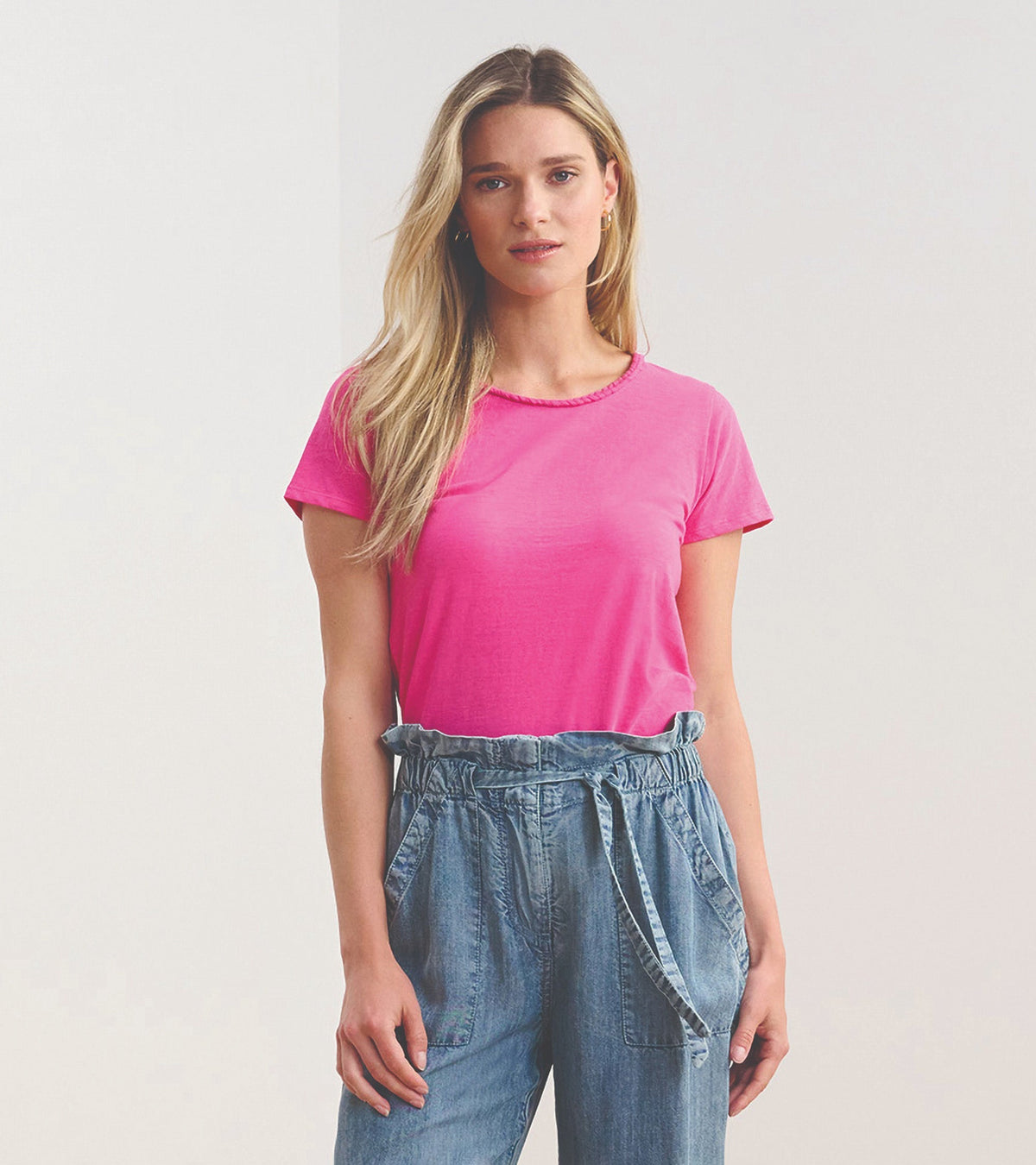 Braided Neck Tee - Fuschia - Hatley Women
