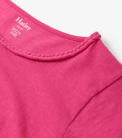 Braided Neck Tee - Fuschia - Hatley Women