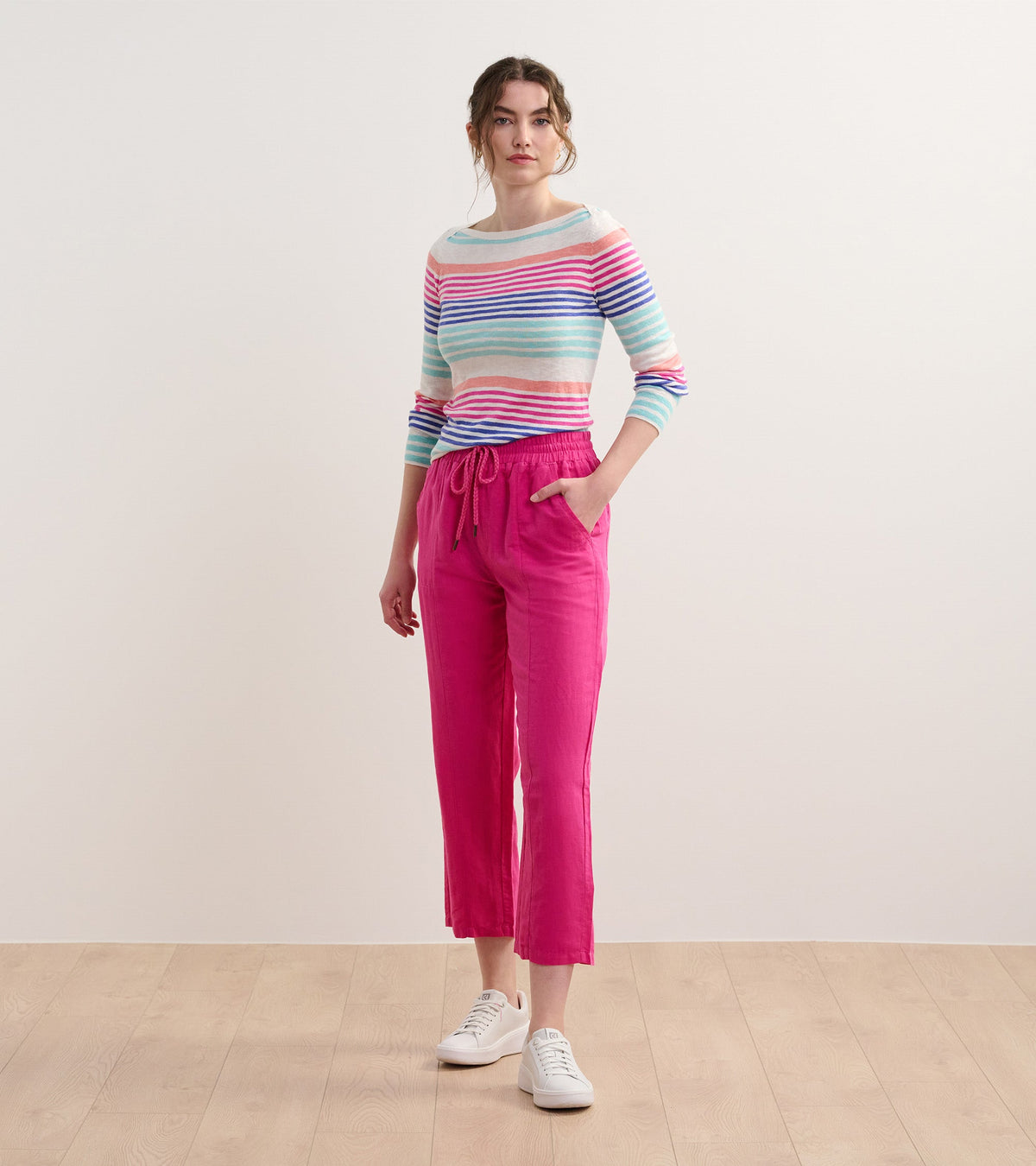 Straight Leg Linen Pants - Fuchsia - Hatley Women