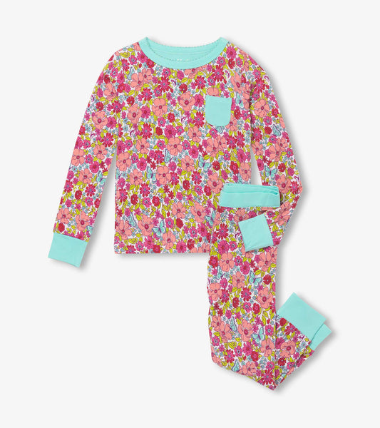 Girls Groovy Flowers Bamboo Pajama Set - Hatley Girls
