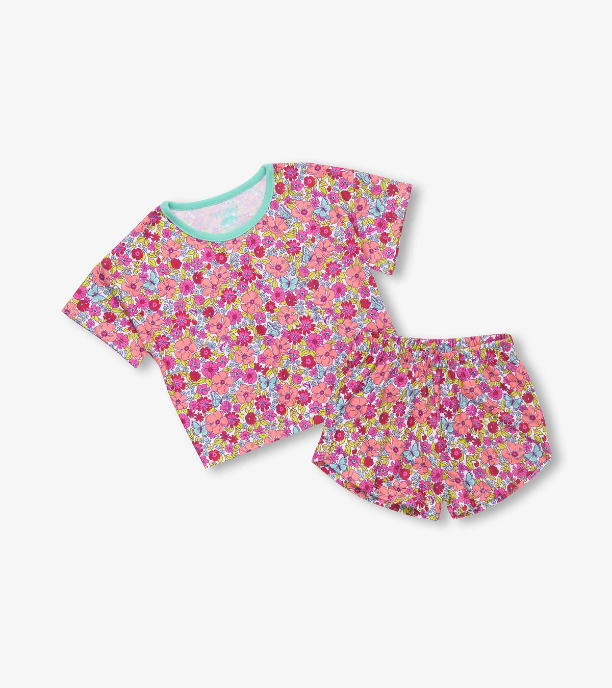Girls Groovy Flowers Tee and Shorts Pajama Set - Hatley Girls