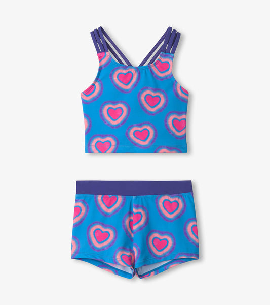 Girls Glowing Hearts Two-Piece Short Swimsuit - Hatley Girls