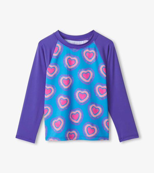 Girls Glowing Hearts Long Sleeve Rashguard - Hatley Girls