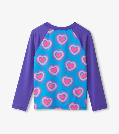 Girls Glowing Hearts Long Sleeve Rashguard - Hatley Girls