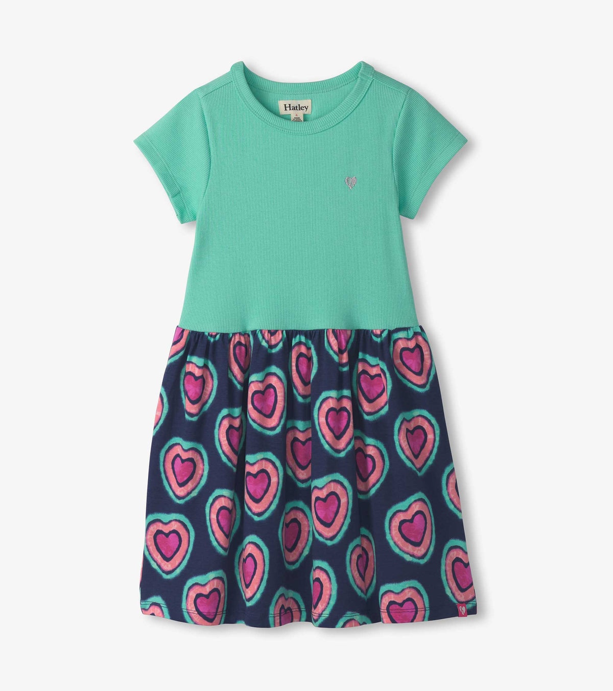 Girls Glowing Hearts Mixed Fabric Dress - Hatley Girls
