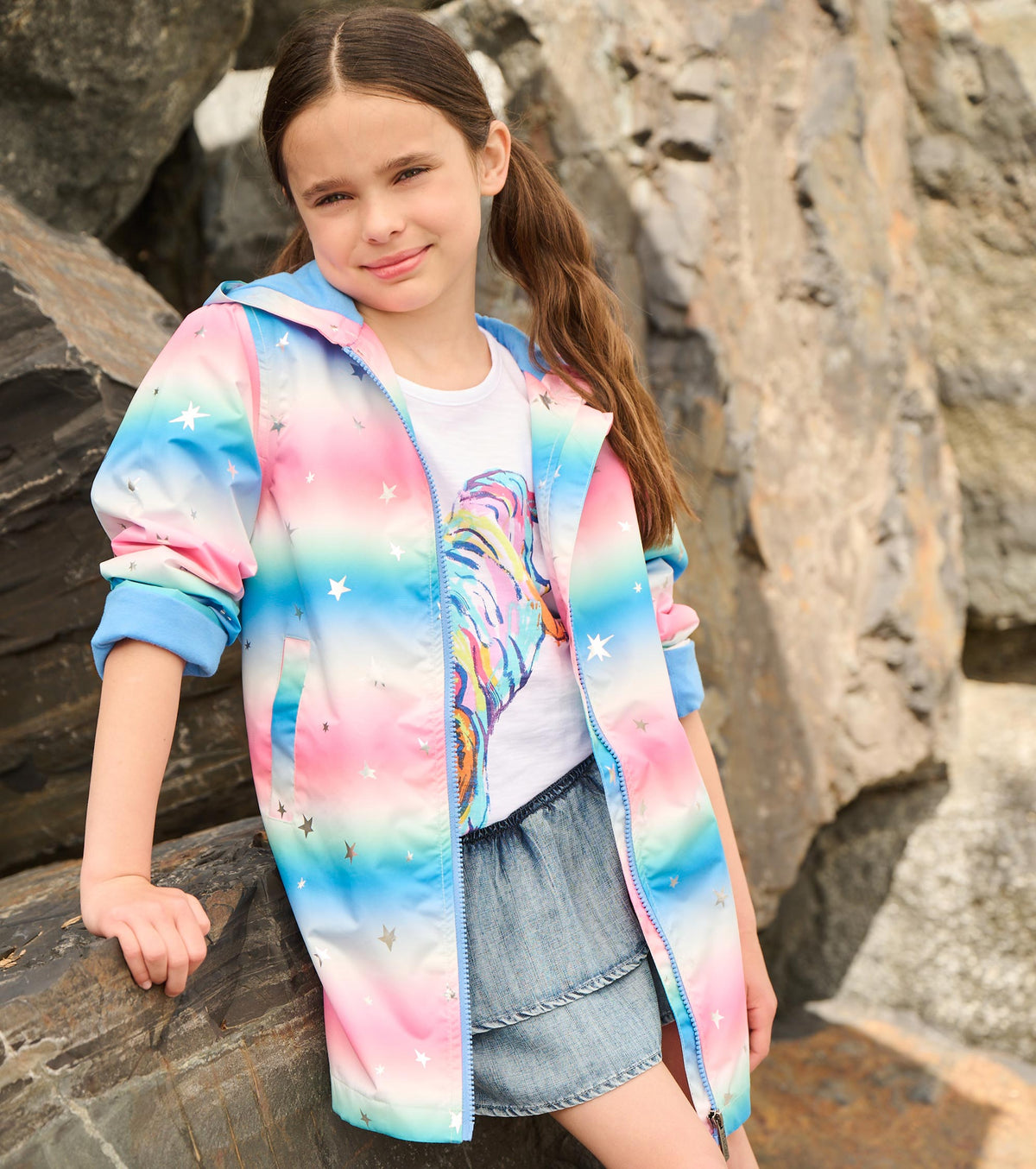 Girls Glitter Star A-Line Swing Jacket - Hatley Girls