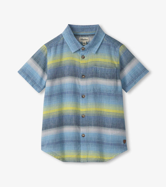 Boys Lime Green Stripes Button Down Shirt - Hatley Boys