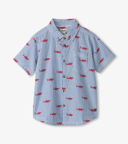 Boys Shark Silhouette Button Down Shirt - Hatley Boys