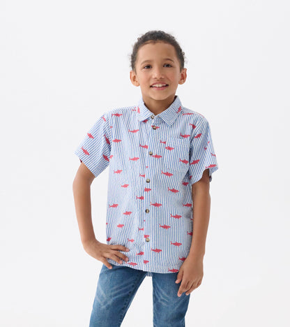 Boys Shark Silhouette Button Down Shirt - Hatley Boys