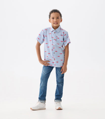 Boys Shark Silhouette Button Down Shirt - Hatley Boys
