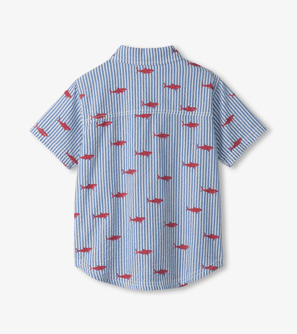 Boys Shark Silhouette Button Down Shirt - Hatley Boys
