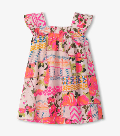 Girls Floral Patchwork Flutter Puff Dress - Hatley Girls