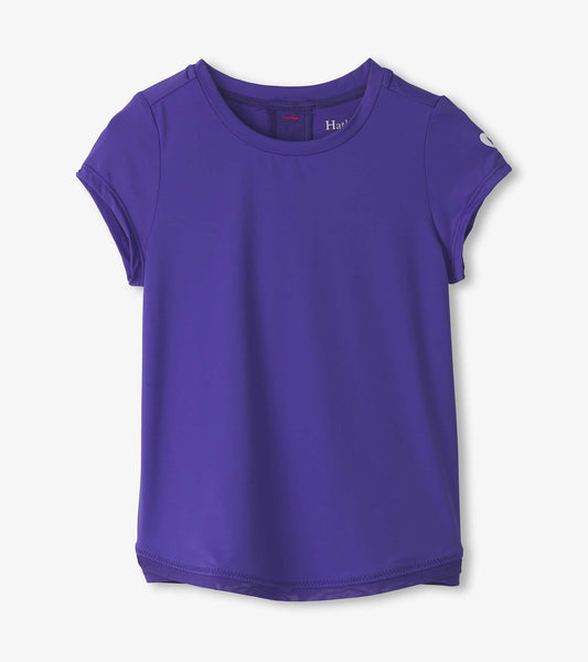 Girls Purple Mesh Trim T-Shirt - Hatley Girls