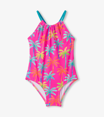 Girls Printed Palms Gather Front Swimsuit - Hatley Girls