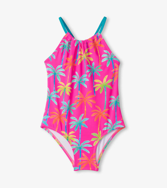 Girls Printed Palms Gather Front Swimsuit - Hatley Girls