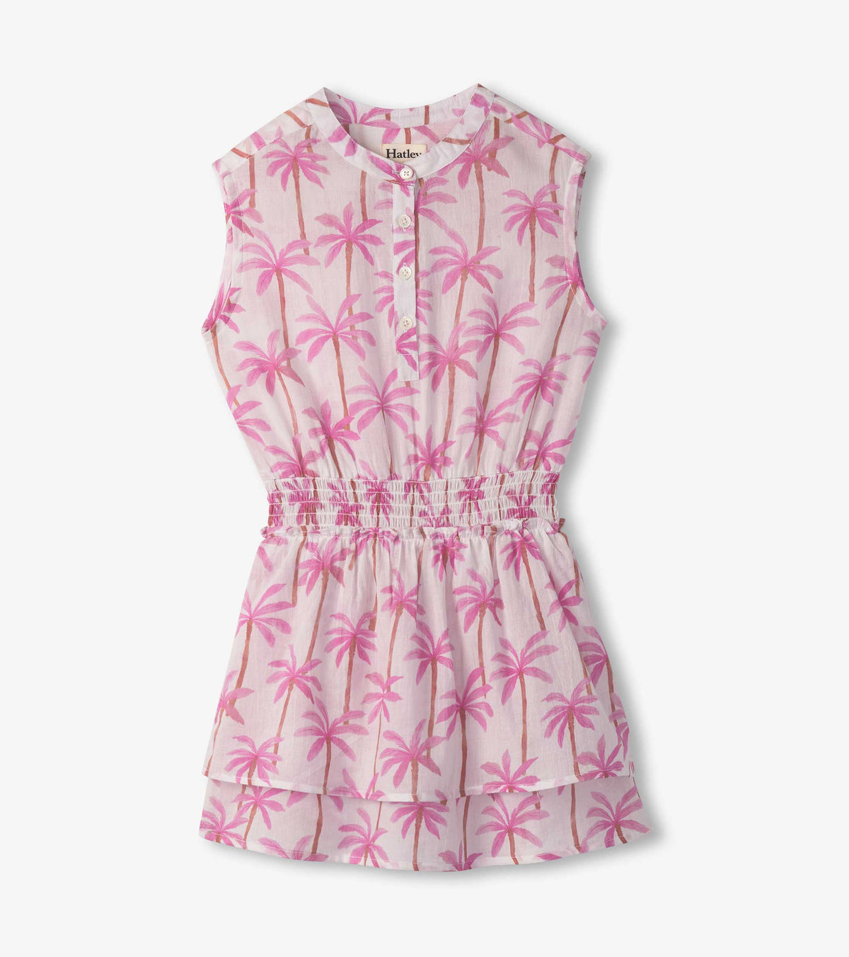 Girls Palm Trees Smocked Waist Dress - Hatley Girls