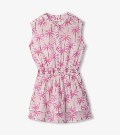 Girls Palm Trees Smocked Waist Dress - Hatley Girls